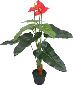 vidaXL Plantă artificială Anthurium cu ghiveci, 90 cm, roșu și galben