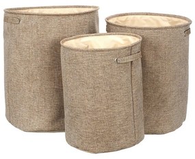 Set coș de rufe din 3 piese, maro