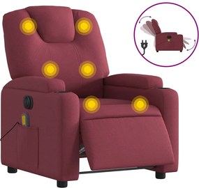 vidaXL Fotoliu electric de masaj rabatabil, roșu vin, textil