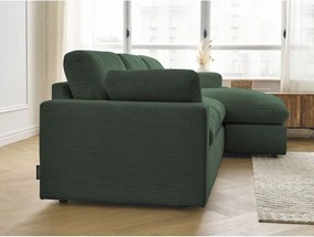 Colțar verde cu tapițerie din catifea reiată Belair – Bobochic Paris