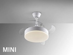 Lustra LED cu Ventilator si telecomanda, lame retractabile Mini Vento alb