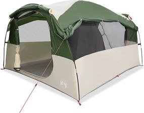 vidaXL Cort de familie tunel, 6 persoane, verde, impermeabil