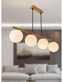 Lustră albă/în culoare naturală cu abajur din sticlă Carrine – Candellux Lighting