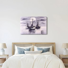 Tablou - Port marin, pictură în ulei (90x60 cm)