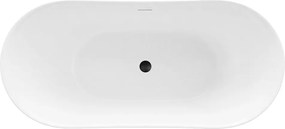 Cada freestanding cu ventil negru Rea Ferrano Slim 160 cm alb