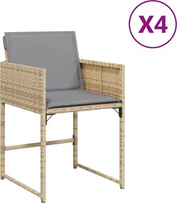 vidaXL Fotolii de grădină cu perne, 4 buc., bej combinat, poliratan