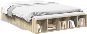 vidaXL Cadru de pat, stejar sonoma, 120x200 cm, lemn prelucrat