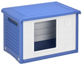 PawHut Niche pentru câini exterioară din plastic casă pentru câini cu guri de ventilație albastru și alb | Aosom Romania