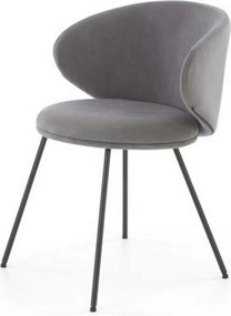 Scaun K587, gri - Mavel 14, stofa catifelata/otel, 60x58x77 cm