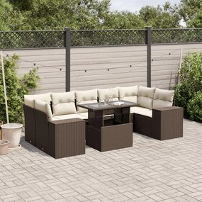 vidaXL Set canapele de grădină cu perne, 8 piese, maro, poliratan