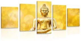 Tablou 5-piese statuie Budha de aur
