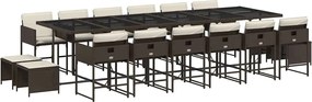 vidaXL Set mobilier de grădină cu perne, 17 piese, maro, poliratan