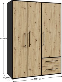 Dulap, stejar artisan/negru, MOSKA TYP 1