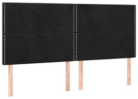 Tablii de pat, 4 buc, negru, 100x5x78 88 cm, catifea 4, Negru, 200 x 5 x 118 128 cm