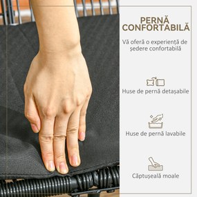 Outsunny Bancă Acapulco cu Brațe, Perne și Cadru din Oțel, Greutate Maximă 260 kg pentru Balcon, Terasă, Grădină 132x72x83 cm Negru | Aosom Romania
