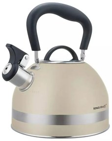 Ceainic cu fluier Kinghoff KH 1854, 1.8 l, Inductie, Maner termoizolant, Bej