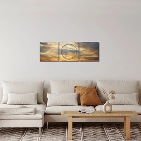 Tablou cu apus de soare (cu ceas) (90x30 cm)