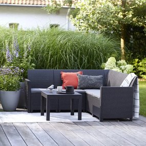 Set de colț de grădină Claire cu 5 locuri și masă Orlando, grafit