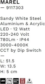 Aplica de perete LED baie IP44 MAREL alba