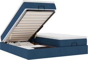 vidaXL Cadru de pat otoman cu saltele, țesătură albastră 200x200cm