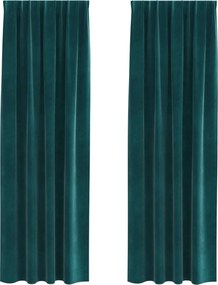 vidaXL Perdele opace 2 pcs Verde închis 140 x 260 cm Catifea