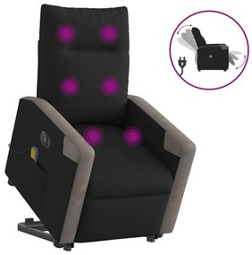 vidaXL Fotoliu electric de masaj rabatabil cu ridicare, negru, textil