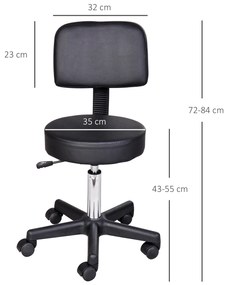 Scaun de Birou HOMCOM Rotativ, Ergonomic, Înălțime Ajustabilă, Piele Sintetică, 35x42-54cm, Negru | Aosom Romania