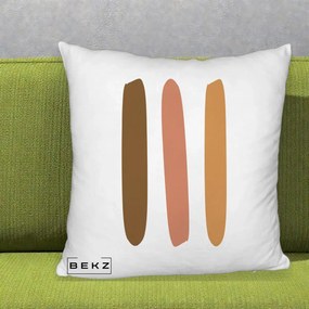 Perna Decorativa Abstract Linii Terracotta, 40x40 cm, Alb Pufos, Husa Detasabila, Perna Inclusa, BEKZ®