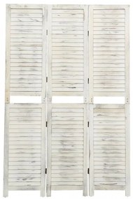 Paravan de cameră cu 3 panouri alb antichizat, 105x165 cm, lemn