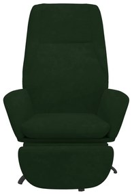 Scaun de relaxare cu taburet, verde inchis, catifea