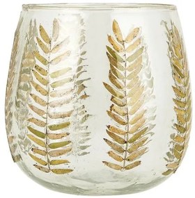 IB Laursen Suport din sticla pentru lumanari cu decor din alama LEAVES