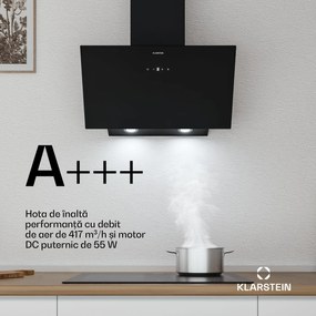 Klarstein Hota înclinată Laurel | mod de evacuare și recirculare a aerului | sticlă de siguranță | 417 m³/h | 60 cm