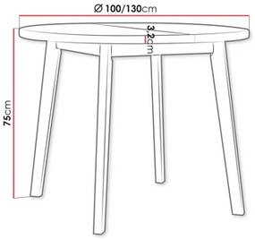 Masă sufragerie extensibilă Herra 100 130 III L (Stejar artisan + Alb) (pentru 2-4 persoane). 1105384