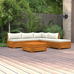 3087300 vidaXL Set mobilier grădină cu perne, 6 piese, lemn masiv acacia