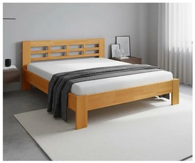 Pat dublu din lemn masiv ANGELA 180x200 cm nuc deschis