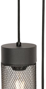 Lampă suspendată industrială neagră cu 3 lumini - Jim