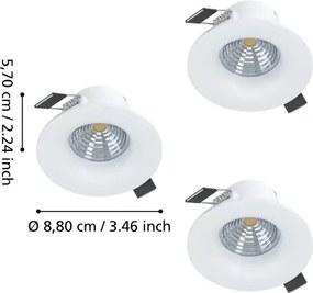 Eglo 902277 - Set 3 spoturi LED încastrate SALICETO, reglabile, 4,8W/230V, Ø 8,8 cm, alb
