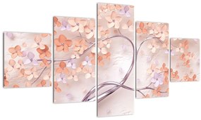 Tablou florilor de pom din coral - abstract (125x70 cm), în 40 de alte dimensiuni noi