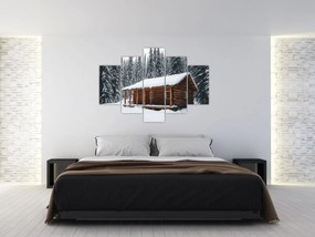 Tablou - Cabană acoperită de zăpadă (150x105 cm)