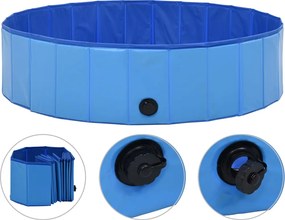 vidaXL Piscină pentru câini pliabilă, albastru, 120 x 30 cm, PVC