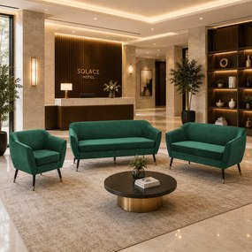 Fotoliu de design, ţesătură Velvet verde/negru/aurie, VIODA