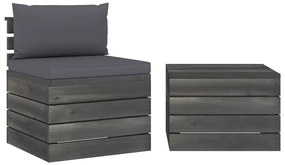 3061659 vidaXL Set mobilier grădină din paleți cu perne, 2 piese, lemn de pin