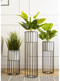 Ghiveci metalic de flori LOFT 42x20 cm negru/alb