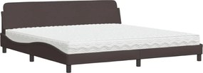 vidaXL Pat cu saltea, Dover, maro închis, 200x200 cm, textil