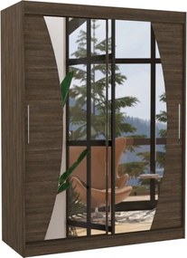 Dulap cu usi glisante si oglinda 150x200 cm, Modesto, ADRK Furniture (Culoare: Ciocolata)