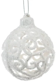 Decorație de Crăciun Carlita Glob alb, 7 cm,plastic