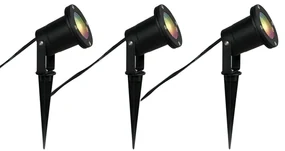 Set de 3 spoturi inteligente de grădină negre, inclusiv cablu și ștecher 230cm IP65 - Basic