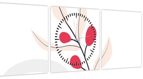 Tablou - Abstracție florală roz N⁰3 (cu ceas) (90x30 cm)