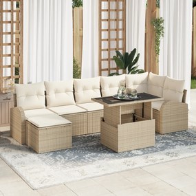 vidaXL Set de canapele pentru grădină cu pernă 8 pcs bej și crem