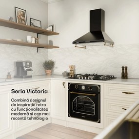 Klarstein Victoria 5, plită pe gaz, 5 arzătoare, arzătoare Sabaf, suprafață din sticlă ceramică, aspect retro